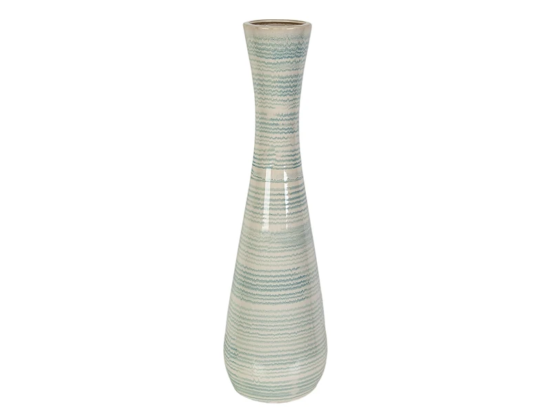 FLORERO CERAMICA BLANCA/LIGHT BLUE