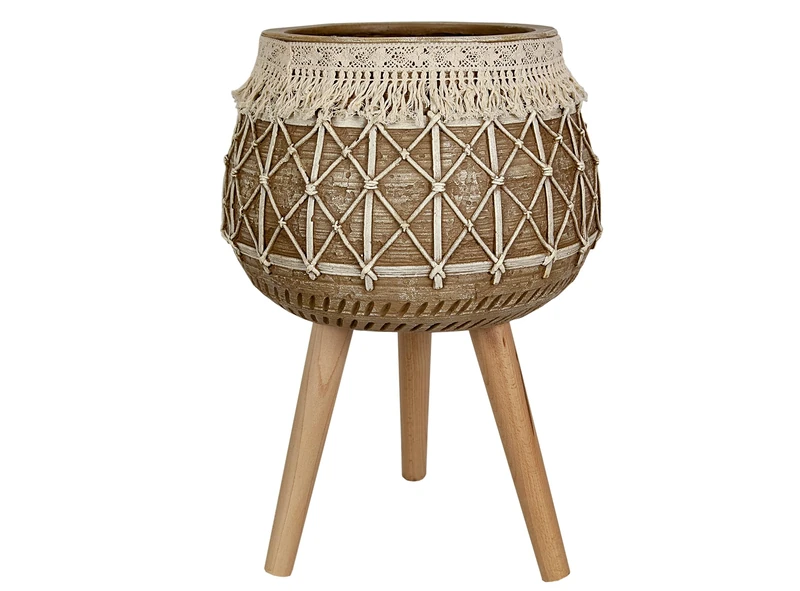 Resin Macetero C/FLECOS PATAS DE MADERA