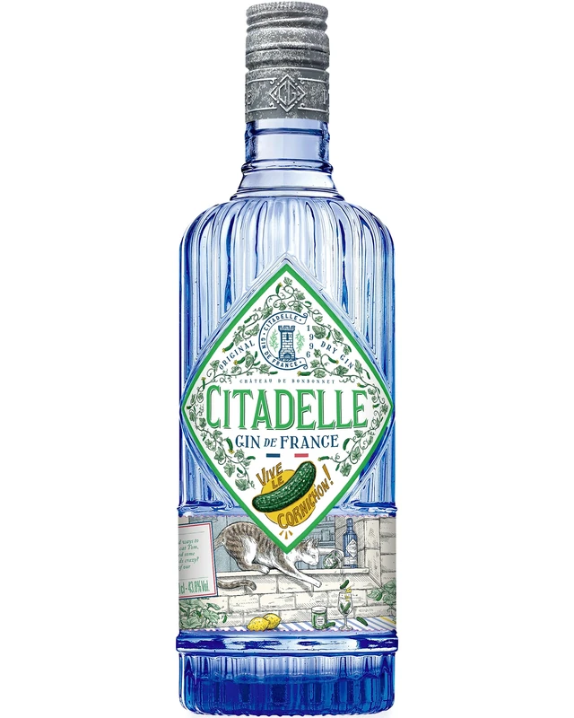 CITADELLE Vive le Cornichon Dry Gin - Naturally Infused Alcohol with 19 Botanicals& Pickles - Les Excentriques Collection -Made in France, 43.8% ABV, 70cl