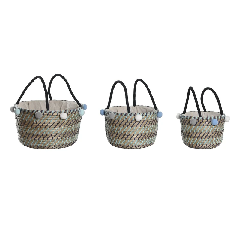 Basket Set of 3 Secrass Polyester 43 x 43 x 43 cm Pumps