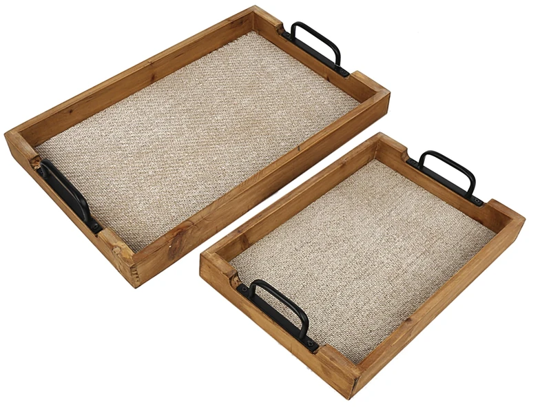 Set of 2 Madera C/ASAS Bandejas - Image 1