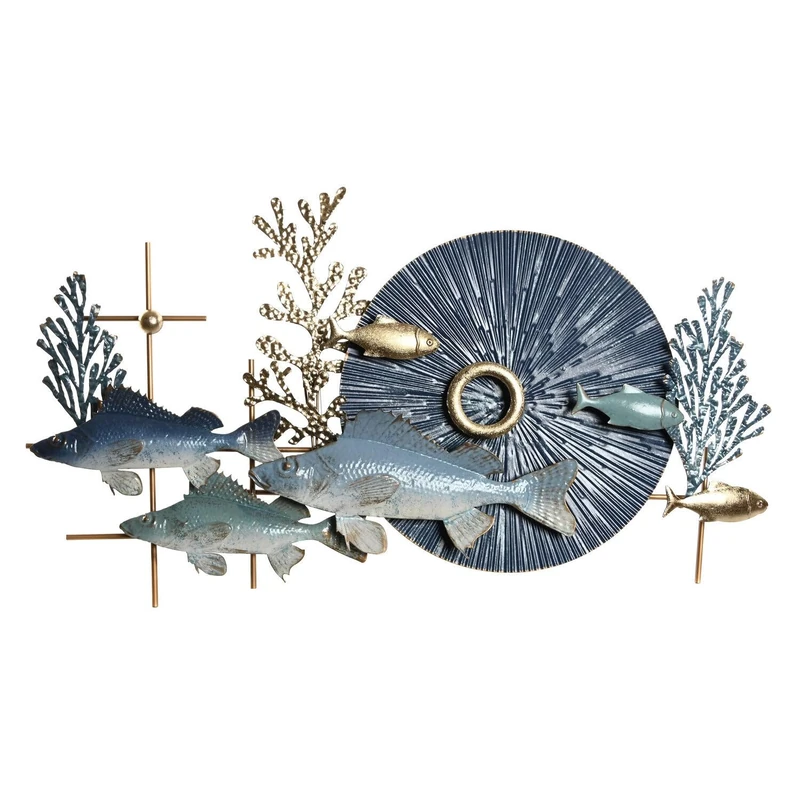 Decoration Painted Metal 93X6X51.5 Peces Azul