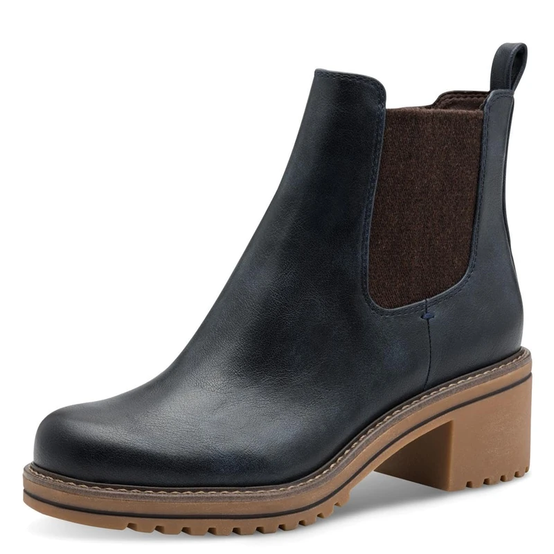 MARCO TOZZI Women's Chelsea Boots with Block Heel Vegan, navy, 5 UK