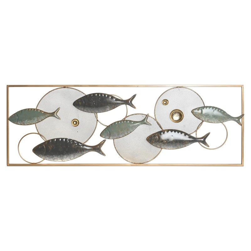 Pared Metal Decoration 90X3X31 Peces Dorado