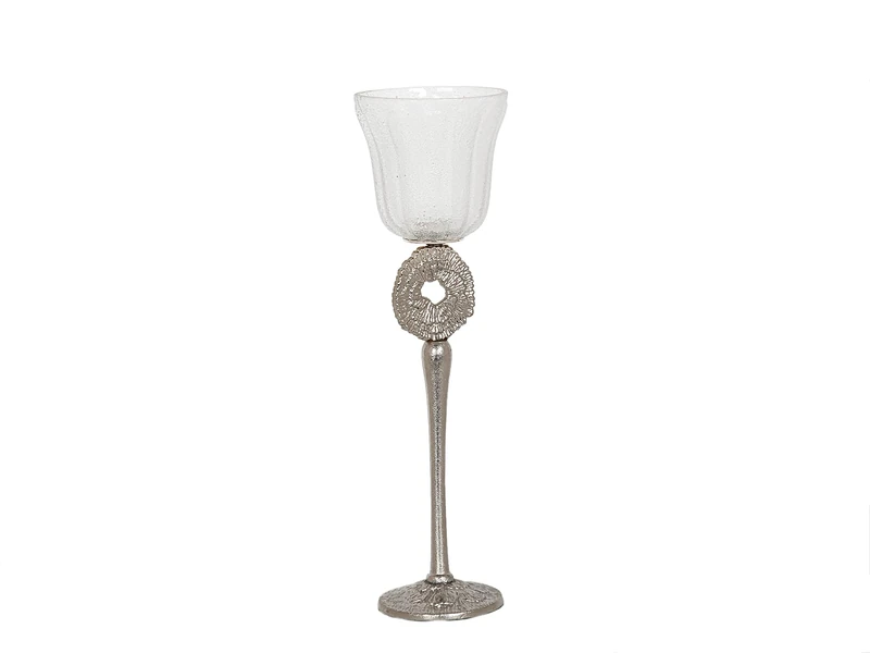 VIDRIO Pie Metal Plateado COPA - Image 1