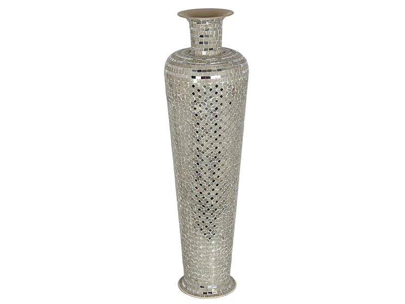 JARRON SUELO METAL/MOSAIC PLATA