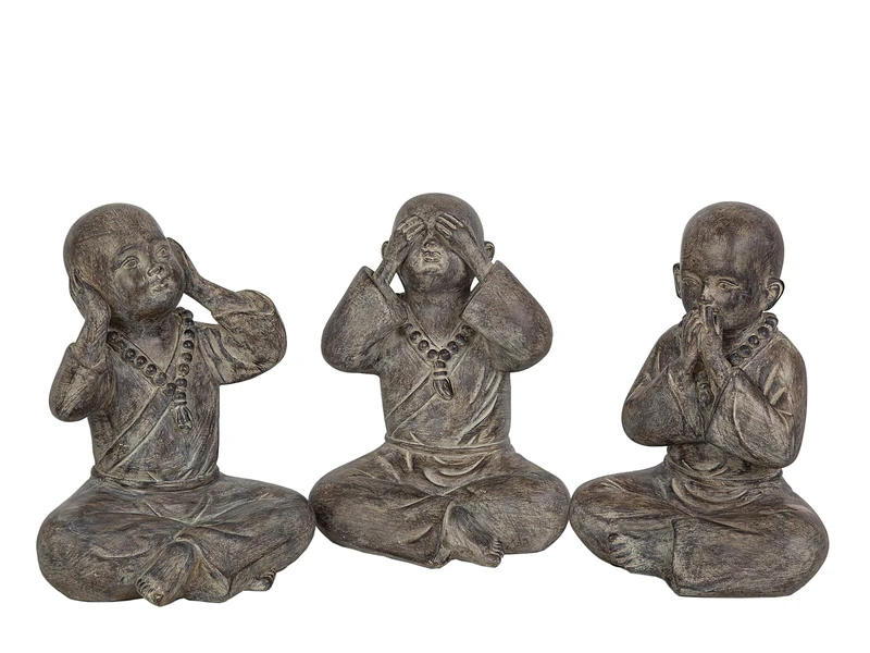 Set of 3 Sensidos Resin Grey Monjes - Image 1