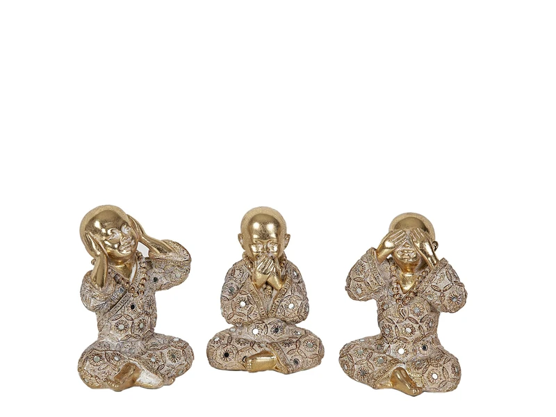 Set 3 Monks SENTIDOS Gold Resin