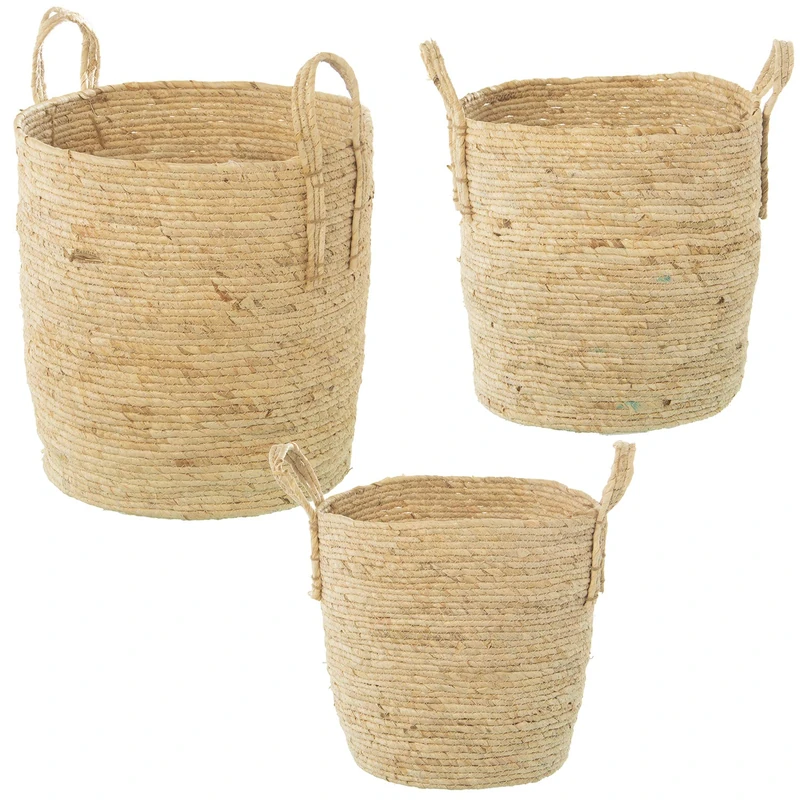 Set of 3 baskets HOJAS DE MAIZ/HIERBA DE MAR NATURAL_°40X42CM °35X37CM °30X33CM