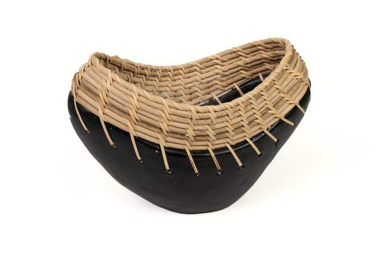 FLORERO Ceramic Black/Rattan
