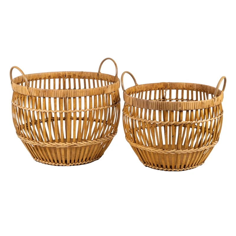 Set of 2 Rattan/Madera Baskets - Image 1