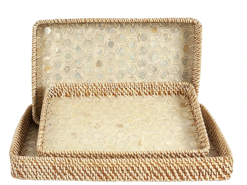 SET3 NACAR/Rattan BANDEJAS - Image 1