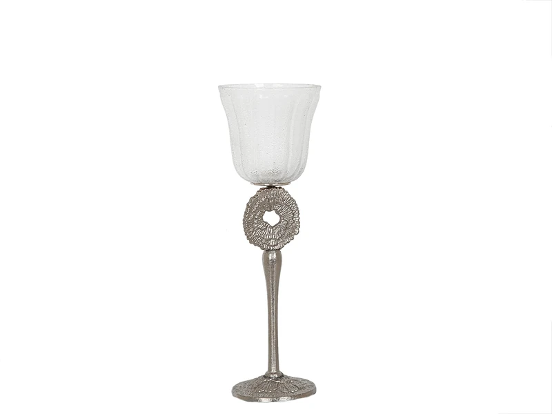 AlexandreHouse VIDRIO Pie Metal Plateado COPA