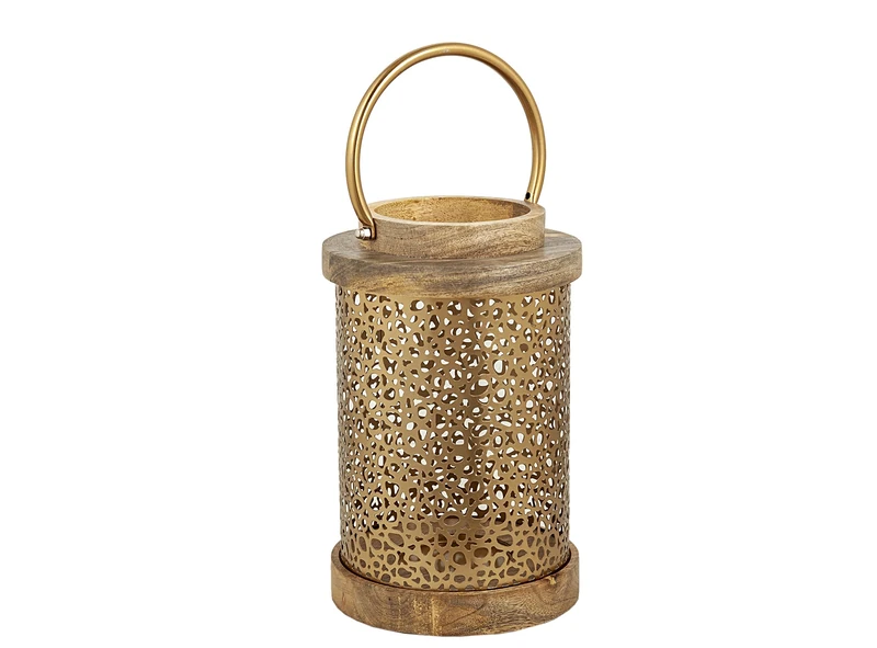 Farol Madera/Metal Dorado