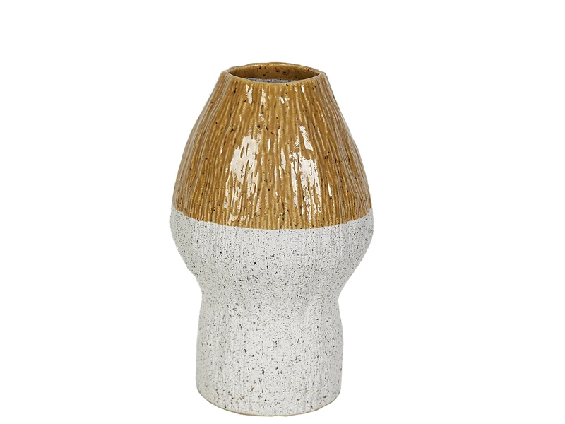 FLORERO Ceramic Mostaza/Blanco