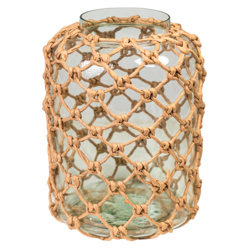 FLORERO VIDRIO FORRADO CUERDA