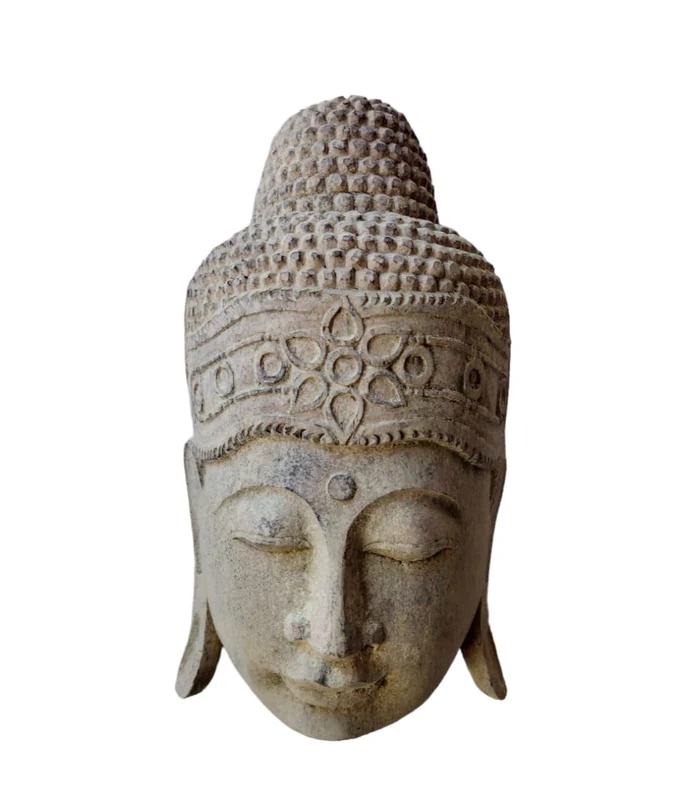 Cabeza Budha Painted Madera