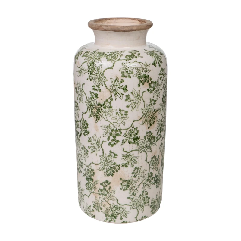 FLORERO LARGE PORCELANA BEIGE/GREEN - Image 1