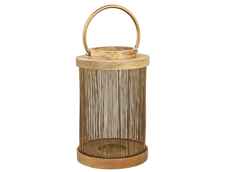 Farol Madera/Metal Dorado