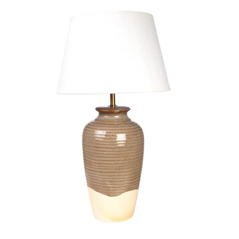 AlexandreHouse Ceramic Lamp Green/Beige C/Pant - Image 1