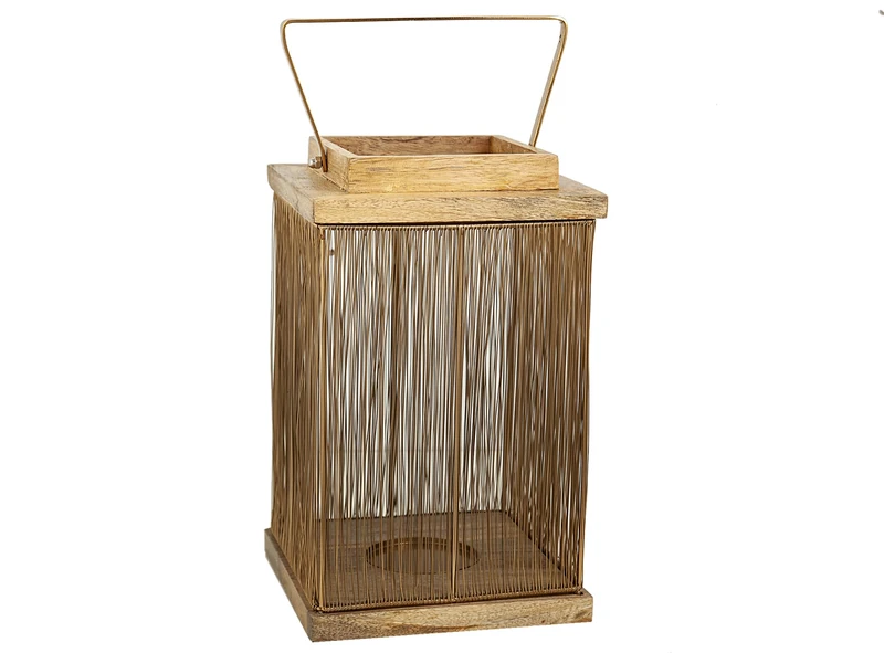 Farol Madera / Metal Dorado