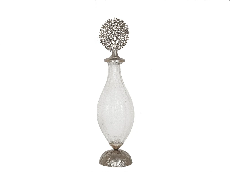AlexandreHouse Bottle Vidrio Plateado Tapa Metal Dorado