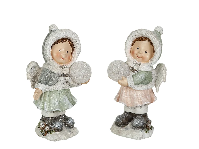 Set of 2 Niñas Bola LED Resin - Image 1