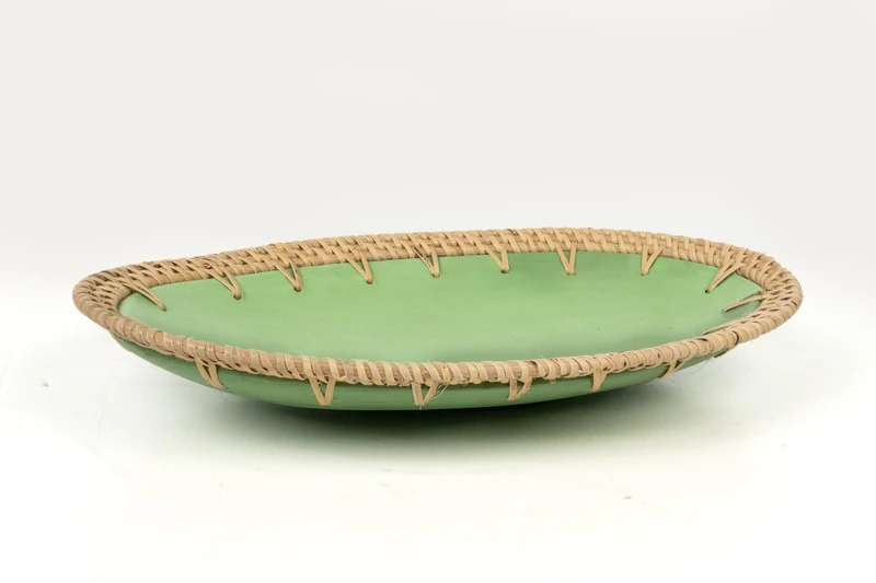 AlexandreHouse Green Ceramic Center/Rattan