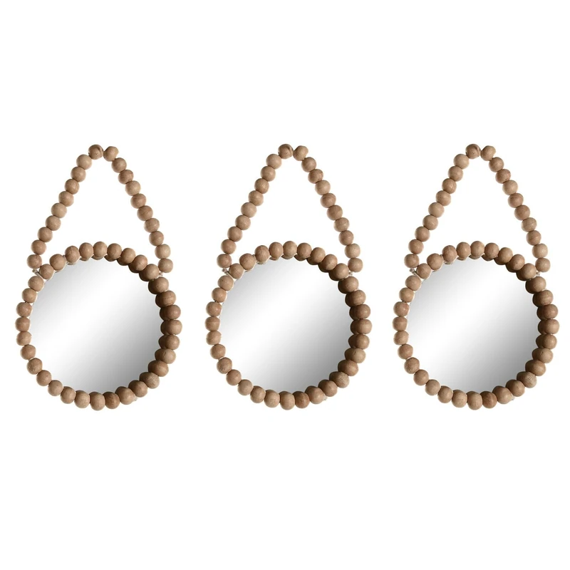AlexandreHouse Espejo Set of 3 Madera Crystal 15 x 1 x 24 cm Bolitas