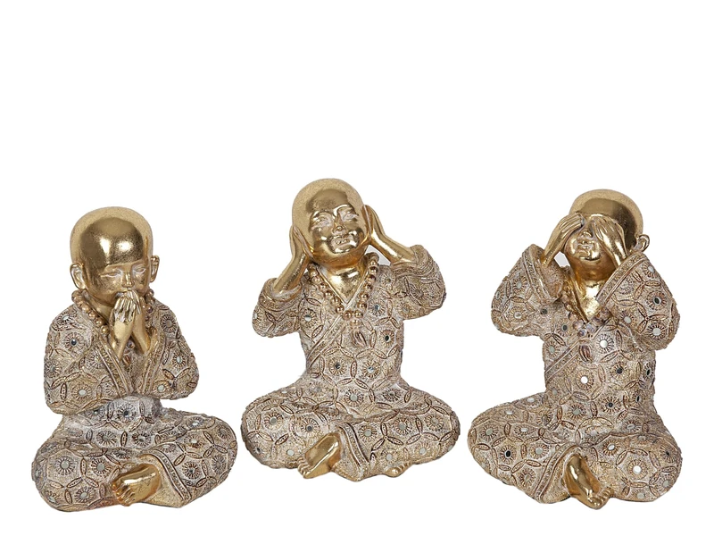 Set of 3 Sensidos Dorado Resin Monjes