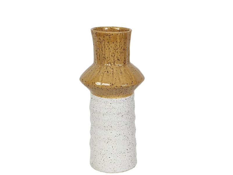 FLORERO Ceramic Mostaza/Blanco