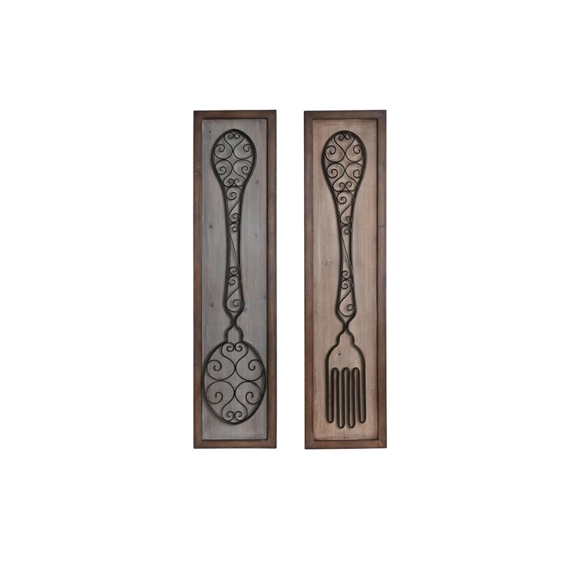AlexandreHouse Decoration Painted Madera 24 x 4 x 99 cm Cubiertos 2 Surt. - Image 1
