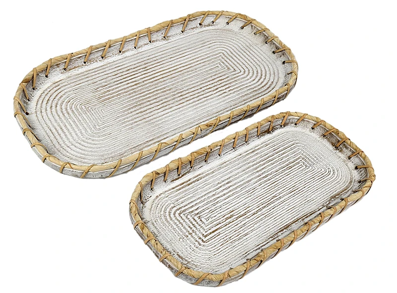 Set of 2 Madera/Rattan Right Bandanas