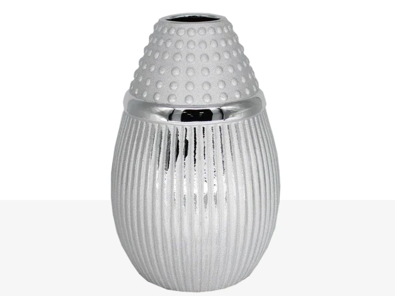 FLORERO Ceramic PLATEADA