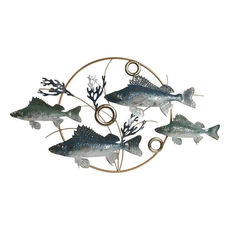 Decoration Painted Metal 91X4.5X50 Peces Azul