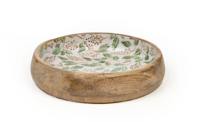 Bowl Wood Lacquered Leaves