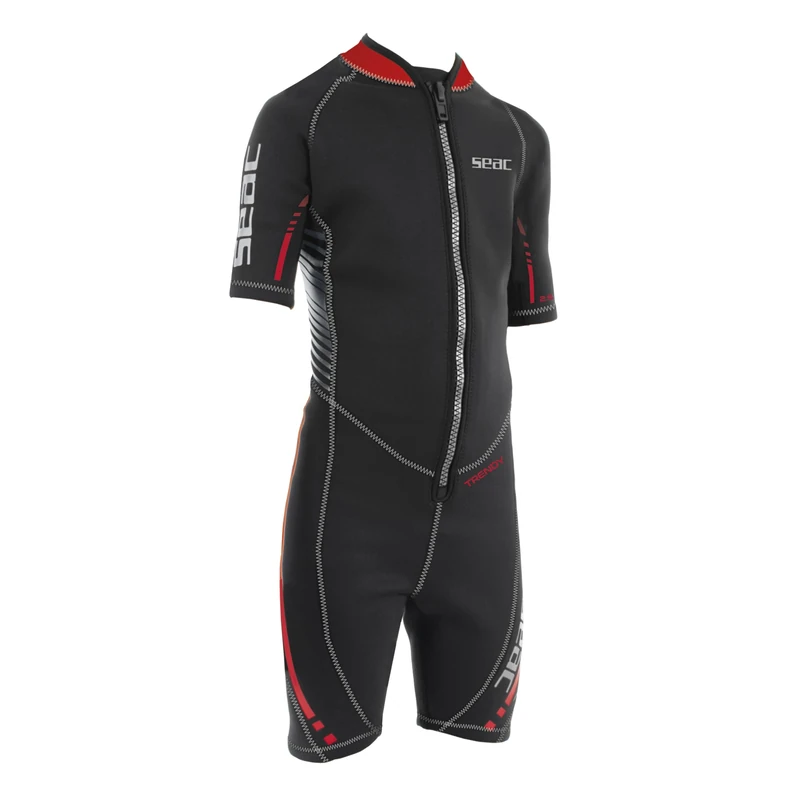 SEAC Trendy Kid, 2.5mm Neoprene One-Piece Shorty Wetsuit with Front Zip, for Snorkeling, Surfing and Water Sports in Temperate Waters for Adults and Children