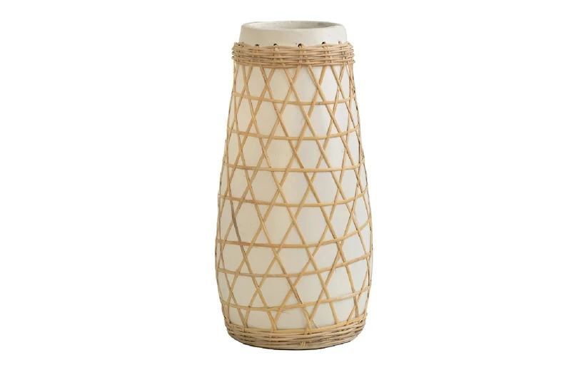 Florero Ceramic Enrejillado Rattan
