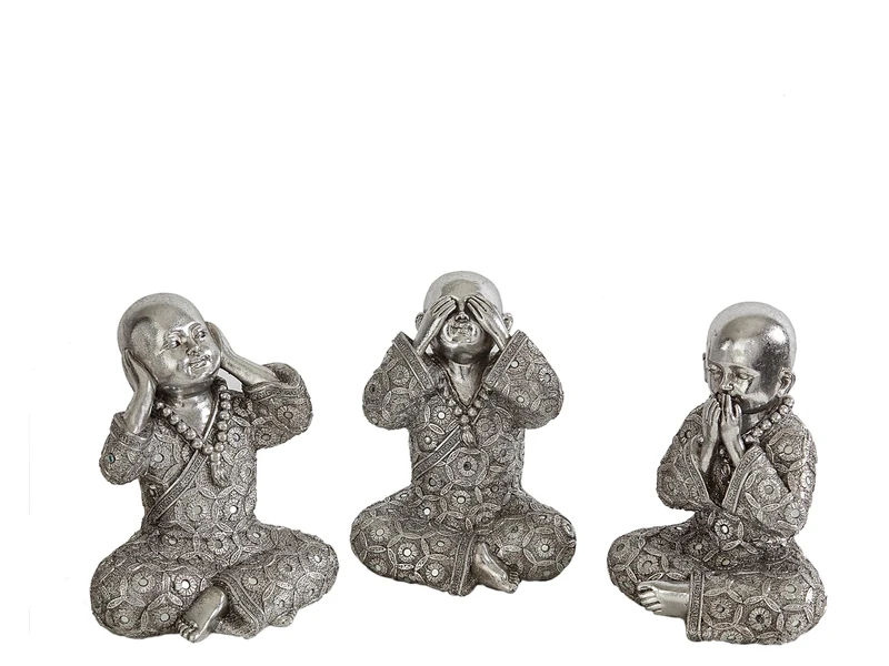 Set of 3 Sensidos Resin Plateado Monjes - Image 1