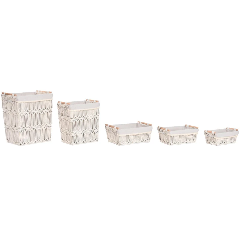 Ropa Basket Set of 5 Metal Macrame 42X32X51 White