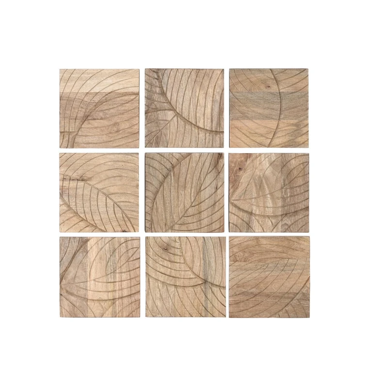 Decoracion Painted Set of 9 MDF Mango 90X3X90 HOJAS