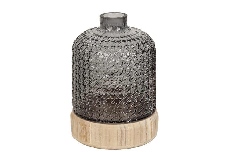 FLORERO VIDRIO MADERA Base