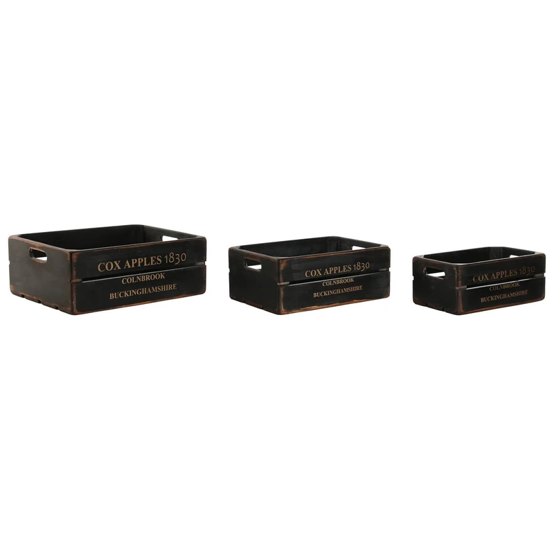 CAJA Set of 3 Spruce 40 x 30 x 15 cm Black - Image 1