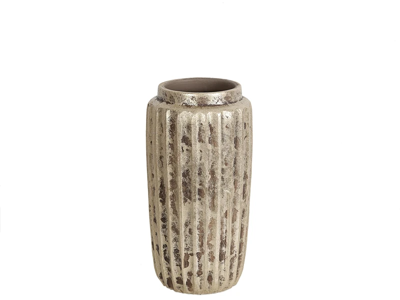 RUSTIC BEIGE RALLADO CERAMIC FLORERO - Image 1