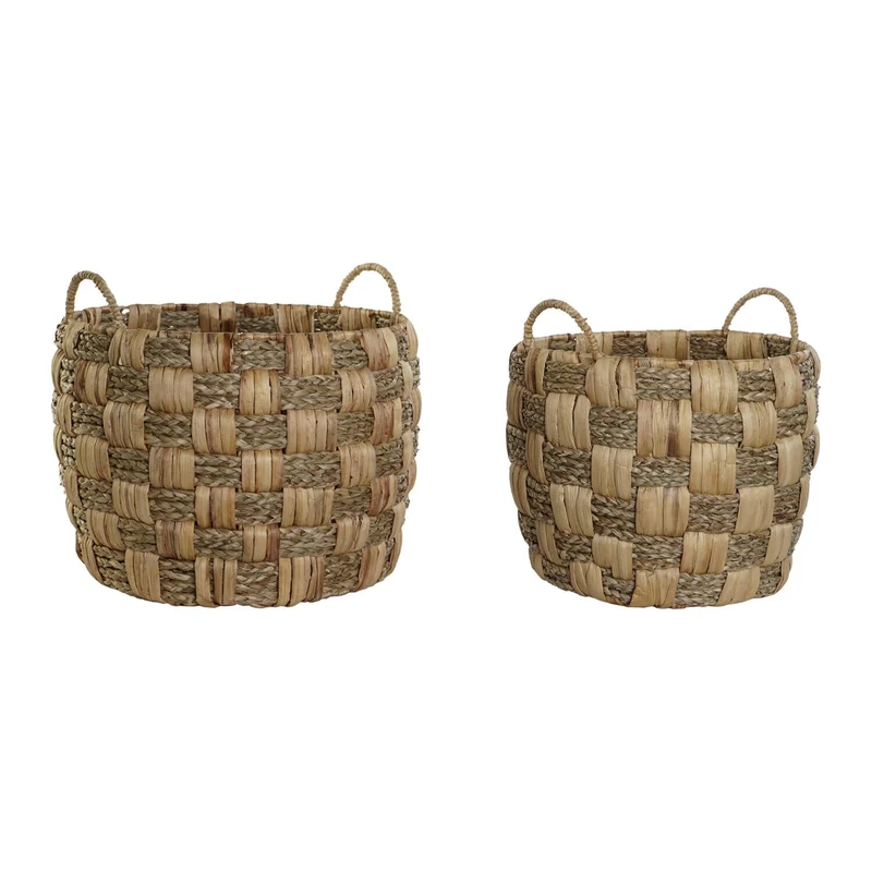 Basket Set of 2 Seagrass Fibre 43 x 43 x 39 cm Natural