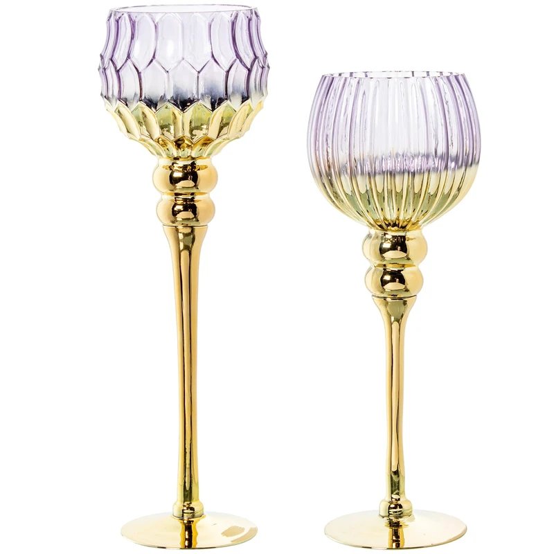 Set of 2 Copas 23209 Crystal Morado/Dorado 10 x 36 + 10 x 40 cm