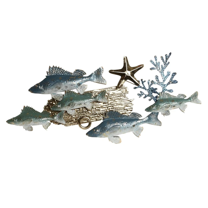 AlexandreHouse Decoration Painted Metal 100 x 5 x 46 cm Azul Peces