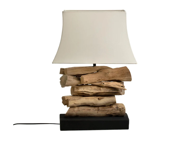 AlexandreHouse LAMPARA MESA Madera C/PANTALLA E27,12w - Image 1