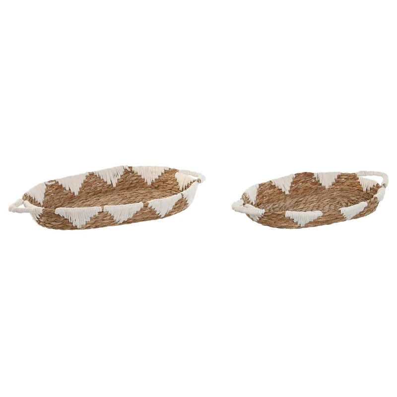 Basket Set of 2 Algodon Fibres 50 x 28 x 6 cm Natural
