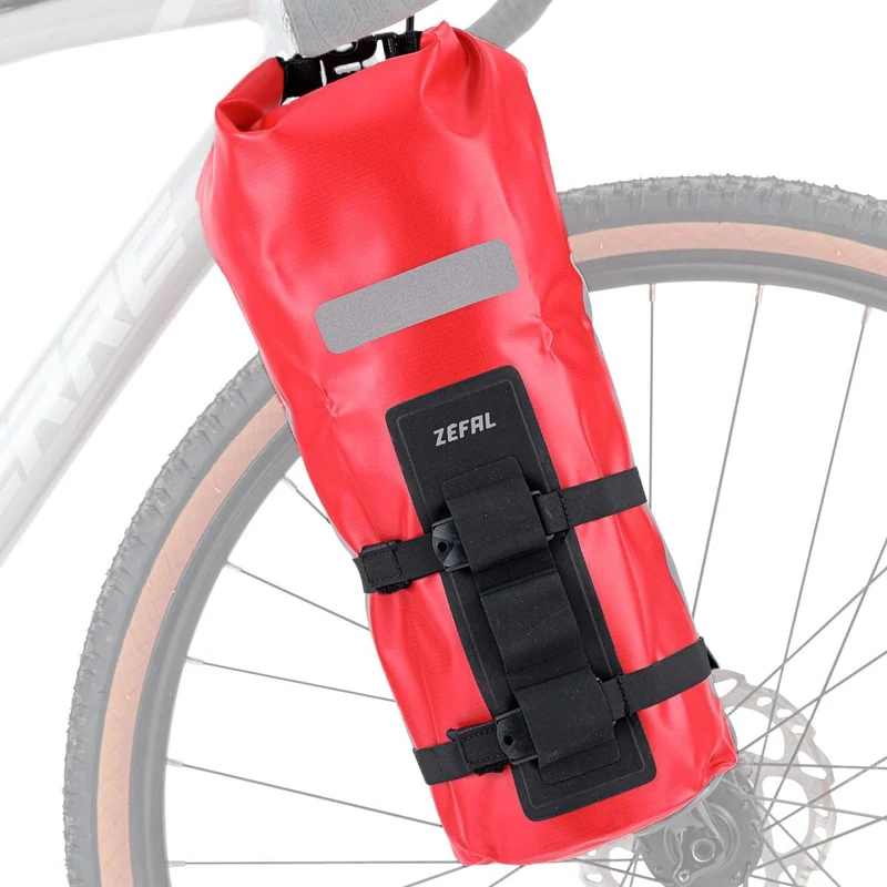 ZEFAL Bundle Pack - Fork Bags Bicycle Dry Bag 6L + Z Adventure Cage - Bicycle Bags for Pannier Rack or Fork - Waterproof - Touring/Gravel Bike Accessories, Red